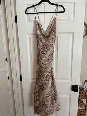 lovestitch Ivory and Mocha Python Slip Dress